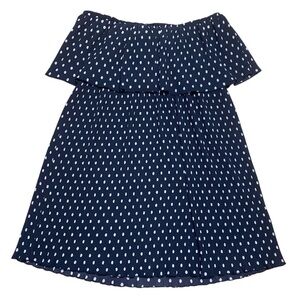 Umgee Black White Polka Dot Off The Shoulders Ruffle Mini Dress Size Medium